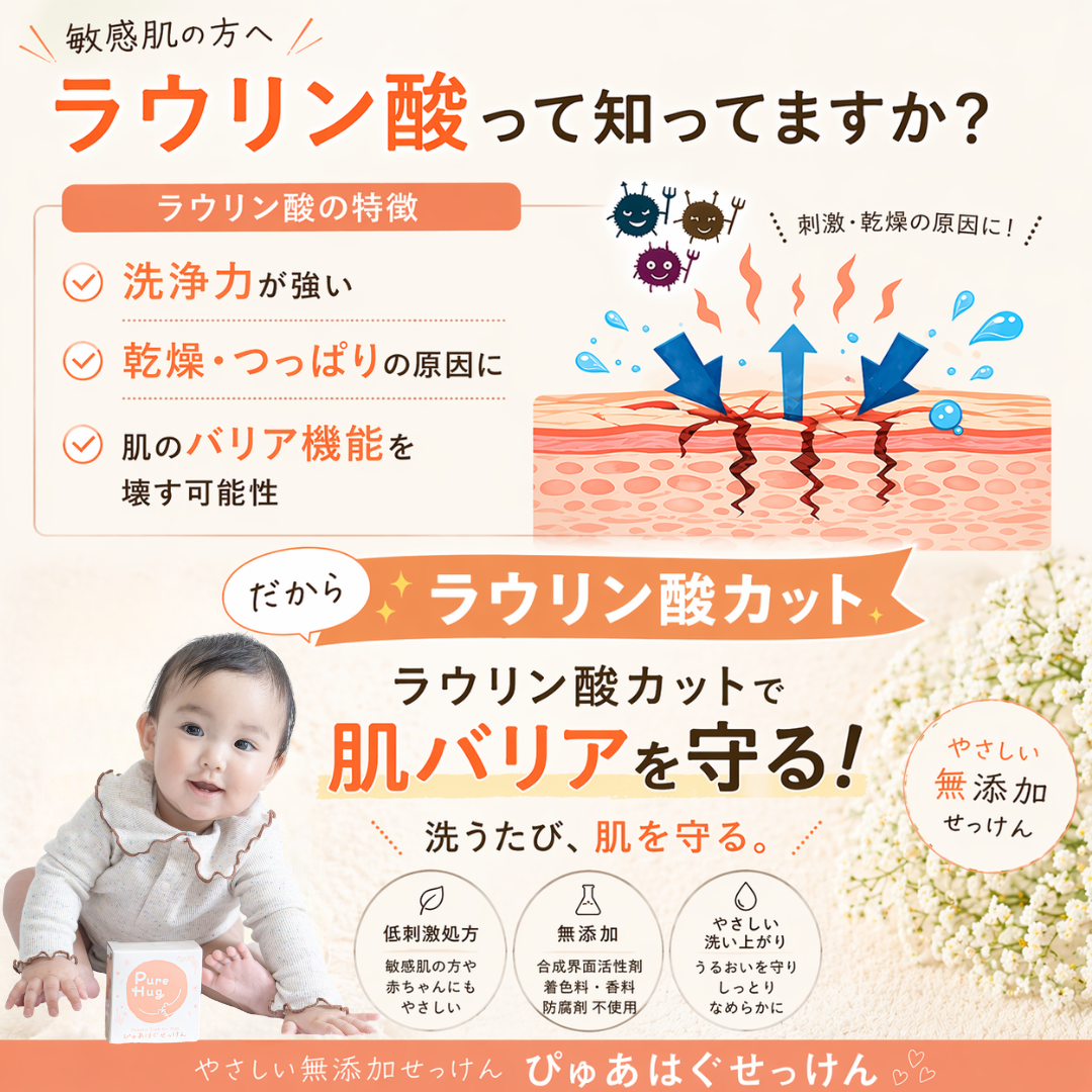 ラウリン酸カット　ぴゅあはぐせっけん