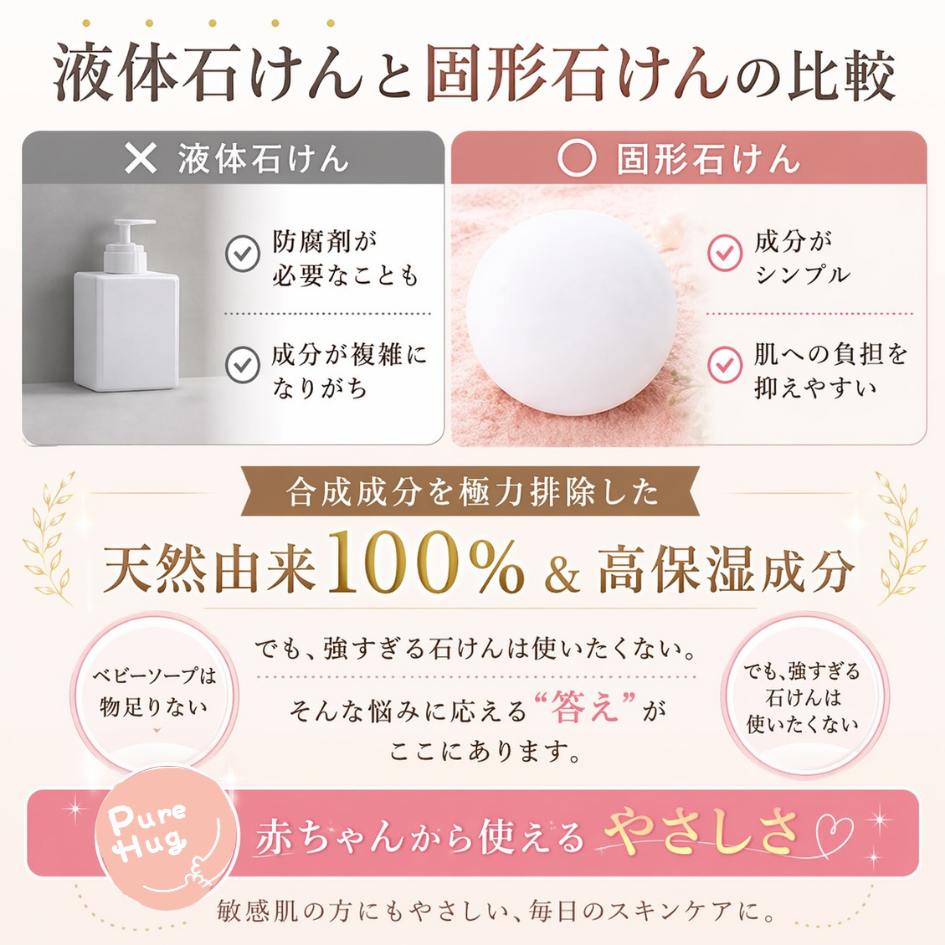 ぴゅあはぐせっけん液体×固形